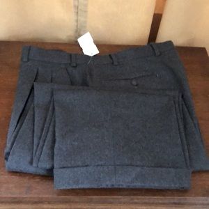 $225 Cuseri Made in Italy Grey Flannel Wool & Cashmere Pleated Dress Pants 34x32